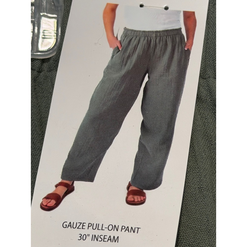 Coldwater Creek Green Gauze Pull-On Pants XXL 1962595 Elastic Waist Pockets